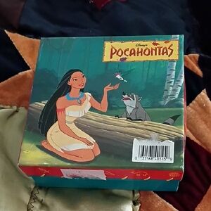 Disney Pocahontas Blue and Red Box With Bow And Earrings